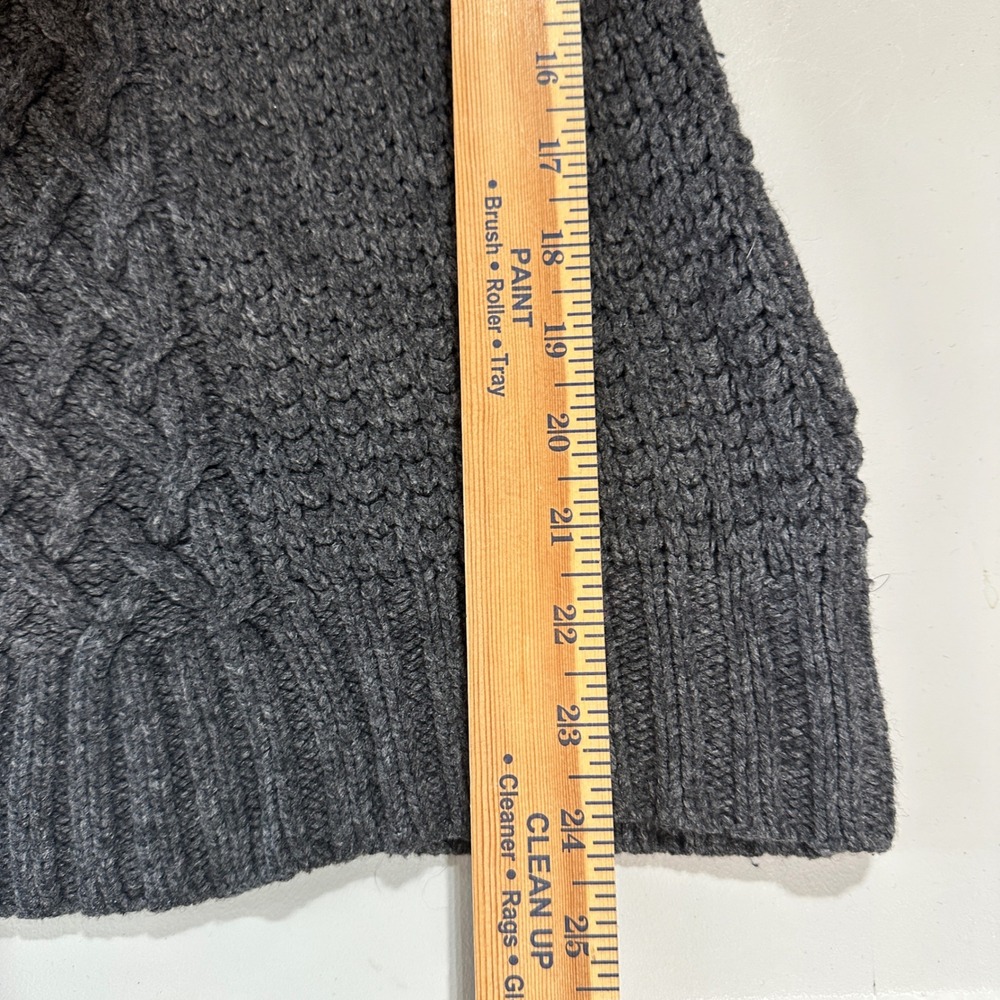 Old Navy Women's Cable Knit Shawl Collar Sweater L Charcoal Gray Wool Blend Y2K - Picture 7 of 7